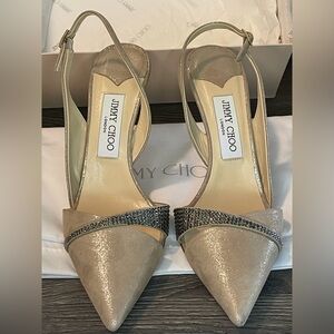 Jimmy Choo Metallic Beige Slingback Heels